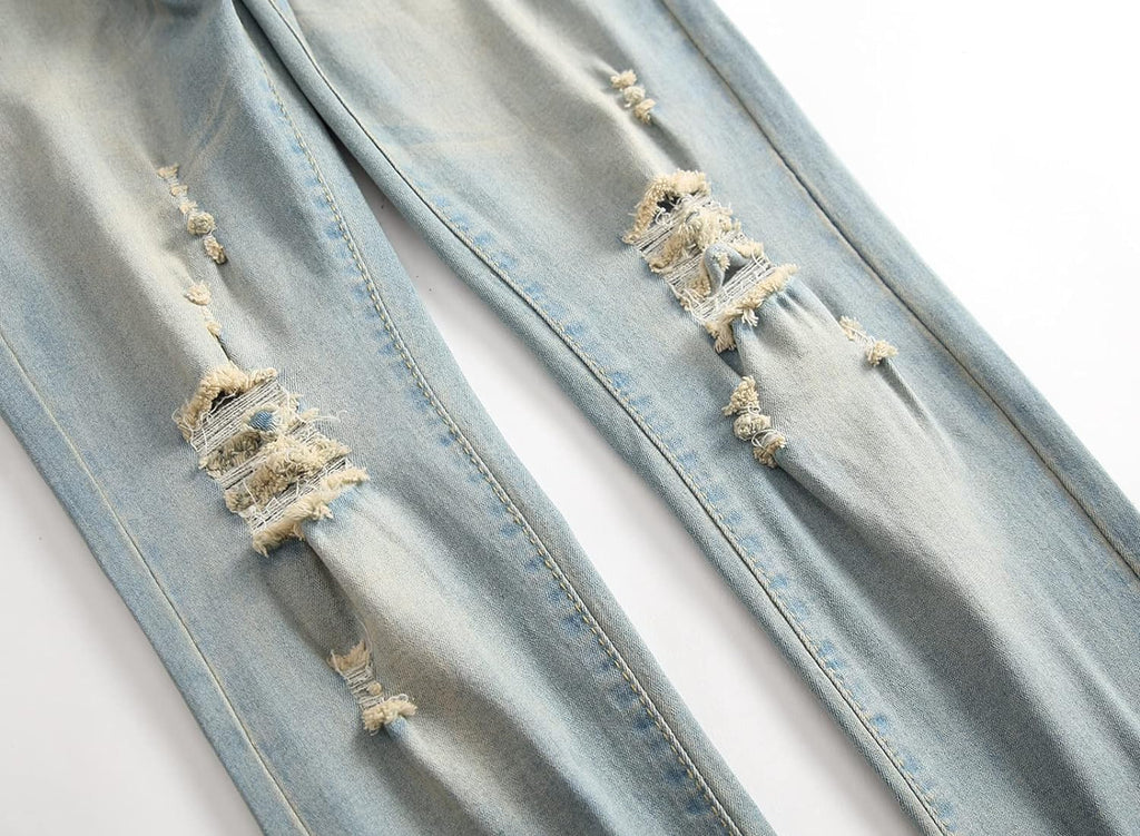 Men'S Slim Fit Ripped Stretch Skinny Jeans Distressed Denim Pants